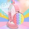 Fidget Headphones Kids Toy Headset, Wireless Bluetooth Headphone Pop Bubble On-Ear Headphone Fidget Toy Rainbow Color Fidget Headset for Children Adul