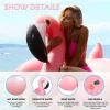 Giant inflatable flamingos ride on floating objects in the swimming pool, equipped with fast valve swimming rafts, suitable for summer party decoratio