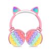 Fidget Headphones Kids Toy Headset, Wireless Bluetooth Headphone Pop Bubble On-Ear Headphone Fidget Toy Rainbow Color Fidget Headset for Children Adul