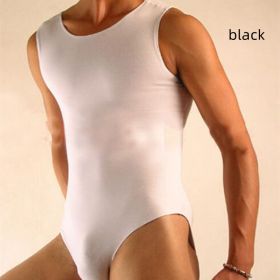 Men's Plus Size Cotton Tank Top Bodysuit (Option: Black-S)