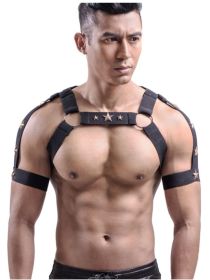 Large Chest Band, Muscular Men's Fitness Sling, Vest, Shoulder Strap (Option: Black-One Size)