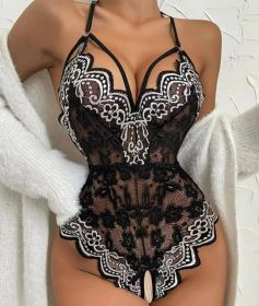 Lace See-through Seductive Sexy Lingerie For Women (Option: Black-S)