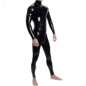 Double Shoulder Zipper Back Opening Latex Bodysuit (Option: Black-XS-Shoulder zipper)