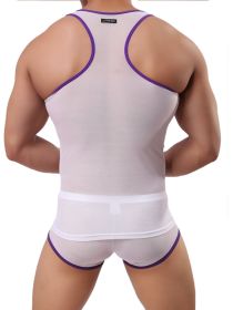 American Men's Erotic Underwear Mesh Vest (Option: White-M)