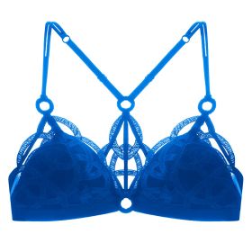 Women's Underwear Big Chest Small Push-up Thin (Option: Blue 075B-M)