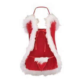 Women's Deep V Three-point Split Christmas Suit (Option: Red-M)