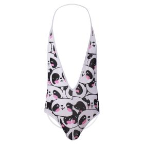 Printed Buttock Revealing Deep V  Jumpsuit European And American Men (Option: Panda-M)