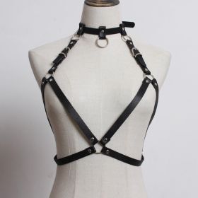 Gothic Harajuku Harness Cage Bra Underwear (Color: Black)