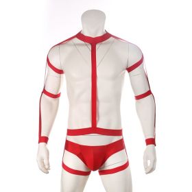 Tight White Lie Bondage Bodysuit Set (Option: Red-M)