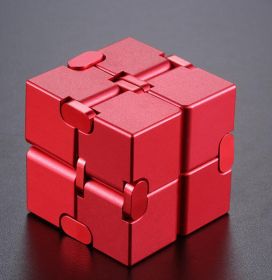 Stress Relief Toy Premium Metal Infinity Cube Portable Decompresses Relax Toys for Adults Men Women (Color: Red)