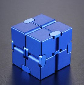 Stress Relief Toy Premium Metal Infinity Cube Portable Decompresses Relax Toys for Adults Men Women (Color: Blue)