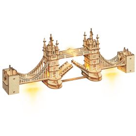 Robotime Rolife DIY 3D Tower Bridge Famous Building Wooden Puzzle Game Assembly Toy Gift for Children Teen Adult (SKU: TG412 Tower Bridge)