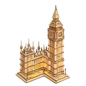 Robotime Rolife DIY 3D Big Ben Famous Building Wooden Puzzle Game Assembly Toy Gift for Children Teen Adult (SKU: TG507 Big Ben)