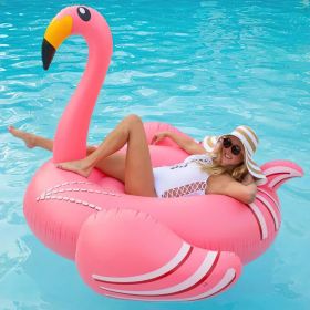 Giant inflatable flamingo swimming pool floating, swimming pool floating lounge floating raft adult children's party decorative toys (Color: Red)