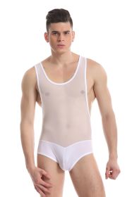 Sculpting Tummy Men's Summer Tulle Mesh Shapewear (Option: White-XL)