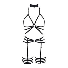 Elastic Bandage Bra Set Sexy Sexy Women's Slimming Belt (Option: Black-Average Size)