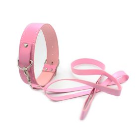 Neck Drag Chain Leather Toys Bandana (Color: Pink)