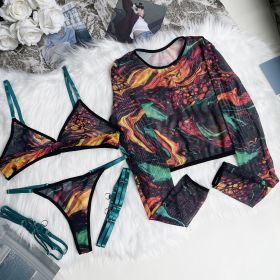 Women's Tie-dye Underwear 4-piece Set (Option: Tie Dyed Coffee-M)