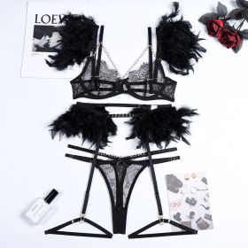 Christma Chains Lace Sexy Lingerie Women Underwear Bra Pa (Option: Black-M)