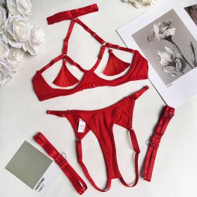 Tassel Underwear Steel Ring Mesh Underwear Suit Sexy Kit (Option: Red-M)