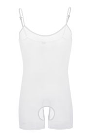 Unisex Sling One-piece Mesh Vest See-through Open Hole Dew Point Lingerie (Option: White-M)