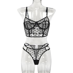 Dot Dots Transparent Sexy Underwear Two-piece (Option: Black-M)