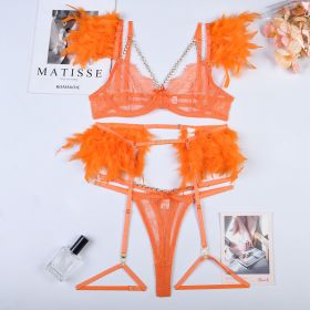 Christma Chains Lace Sexy Lingerie Women Underwear Bra Pa (Option: Orange-XL)