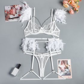 Christma Chains Lace Sexy Lingerie Women Underwear Bra Pa (Option: White-XL)