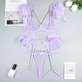 Christma Chains Lace Sexy Lingerie Women Underwear Bra Pa (Option: Purple-XL)