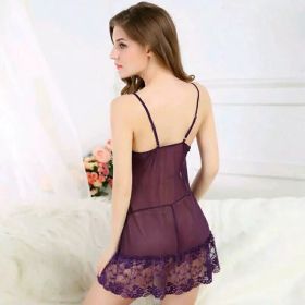 Lace Fabric Pajamas Suspender Skirt (Option: Purple-L)